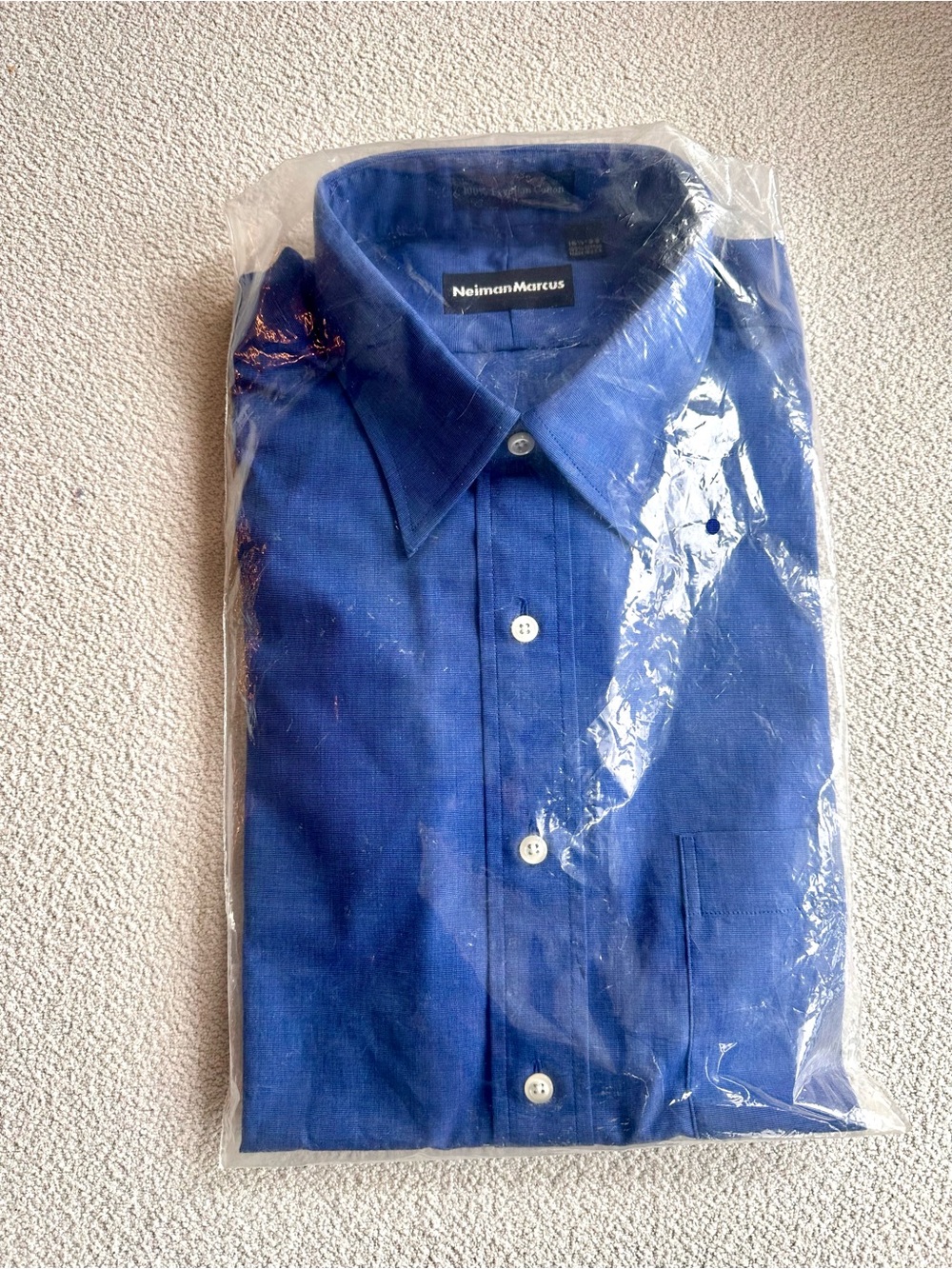 Neiman Marcus 100% Egyptian Cotton Made in USA Blue Dress Shirt 16.5/33
